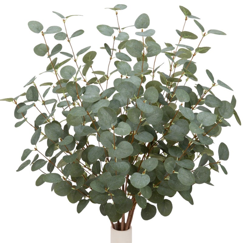 VGIA 6 Pcs 27" Eucalyptus Stems Greenery Stems Eucalyptus Leaf Spray in Green Silk Plastic Plants Floral Artificial Plants for Home Party Wedding Decoration(Dark Green) - Image 1