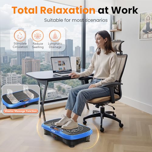 AXV Vibration Plate Fitness Platform Exercise Machine Vibrating Shaking Full Body Shaker Workout Vibrate Stand Shake Board Sport Gym for Weight Loss Fat Burner for Women Men - Image 3