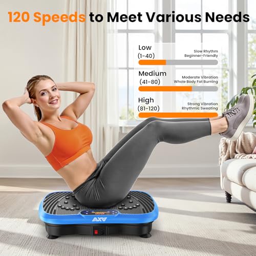 AXV Vibration Plate Fitness Platform Exercise Machine Vibrating Shaking Full Body Shaker Workout Vibrate Stand Shake Board Sport Gym for Weight Loss Fat Burner for Women Men - Image 2