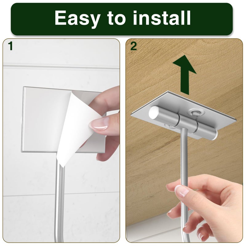 Josmimic Modern Banana Hanger Hook Under Cabinet: Adhesive Banana Holder, Foldable with Magnets When Not in Use, Under Counter Banana Hook, Stainless, Hold 13 LB, Silver, 2 Pack - Image 3