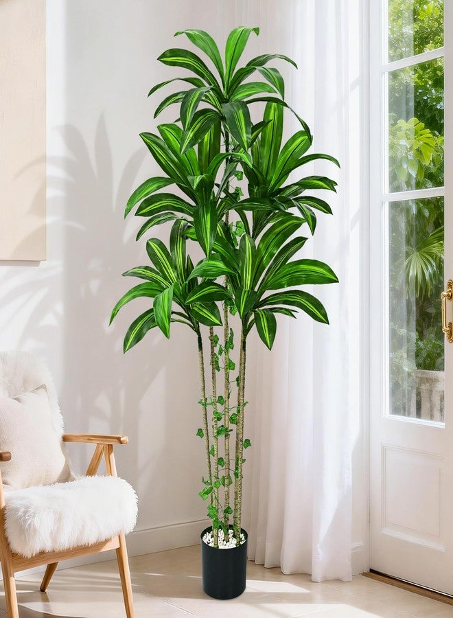 Dolicer 5FT Look Real Artificial Dracaena Tree Indoor with Black Planter, Realistic Artificial Fake Faux Plants for Home Office Living Room Decor - Image 5