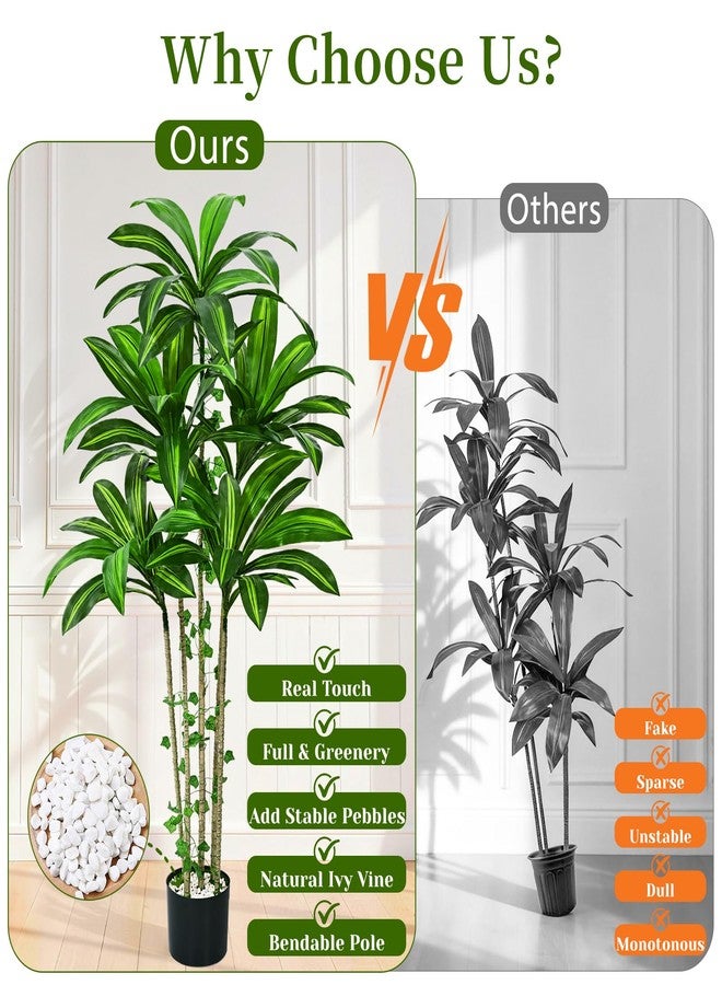 Dolicer 5FT Look Real Artificial Dracaena Tree Indoor with Black Planter, Realistic Artificial Fake Faux Plants for Home Office Living Room Decor - Image 2