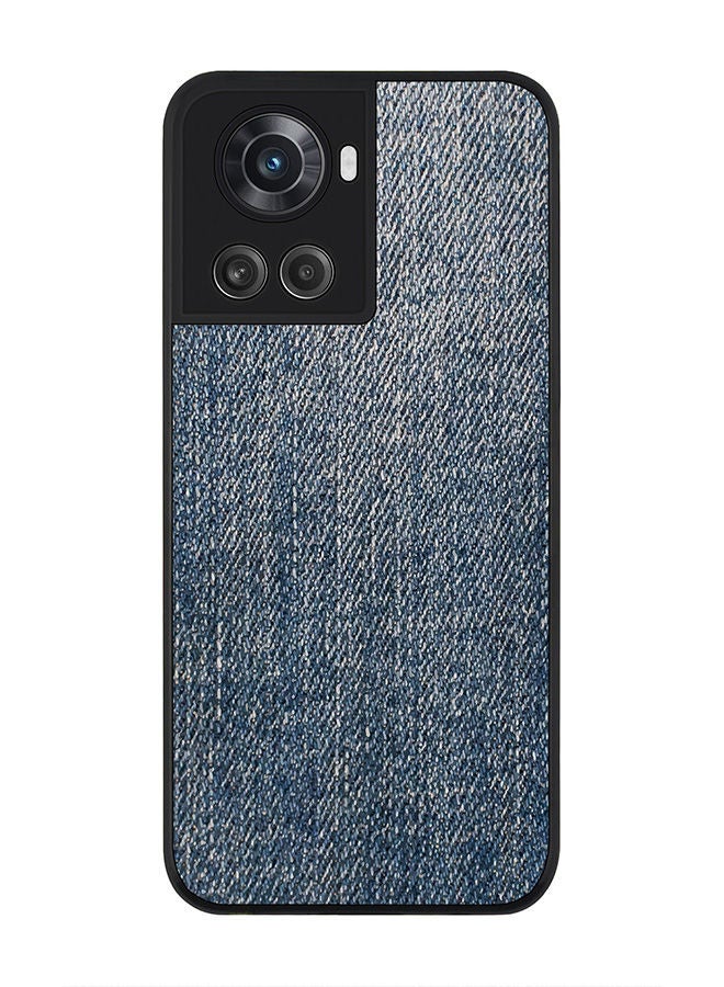 Stylizedd Rugged Black edge case for OnePlus 10R 5G/OnePlus Ace 5G Slim fit Soft Case Flexible Rubber Edges Anti Drop TPU Gel Thin Cover - Dark Denim Print - Image 1