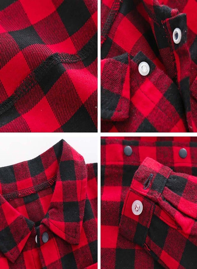 AGQT Toddler Boys Christmas Romper Red Plaid Suit Long Sleeve Xmas T-Shirt Jumpsuit Gentleman Formal One Piece Bodysuit Outfit (Red and Black Grid, 12-18 Months) - Image 5