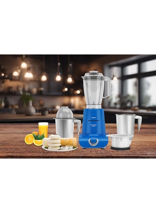 Havells Maxx Grind Ex Plus 900W Mixer Grinder cum Blender – Copper Motor, 1.5L Blender Jar, 2 Wet & Dry Jars, Convertible Chutney Jar Lid, Blue & White, 2-Year Warranty - Image 3