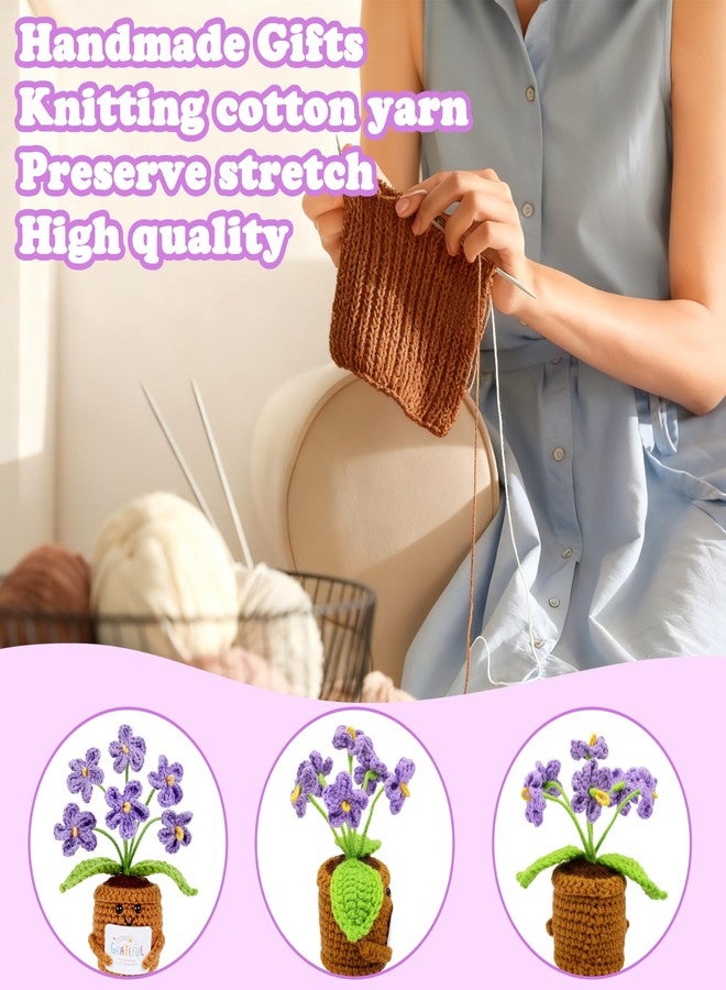 LAIDANLA Crochet Flowers Gifts for Teachers Coworkers Mini Handmade Purple Forget Me Not for Women Graduation Appreciation Friendship Thank You Positive Birthday Gifts for Mom Best Friend Her - Image 4