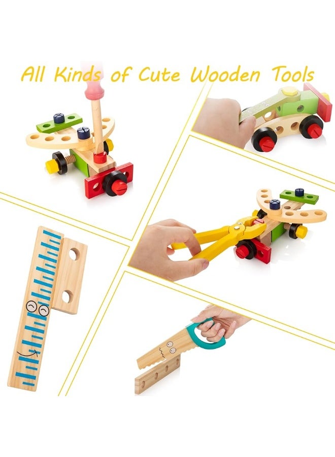 KIDWILL Tool Kit for Kids, Wooden Toddler Tools Set Including Tool Box & DIY Stickers, Montessori Educational STEM Construction Toys for 3 4 5 6 7 Years Old Boys Girls, Best Birthday Gift for Kids - Image 4