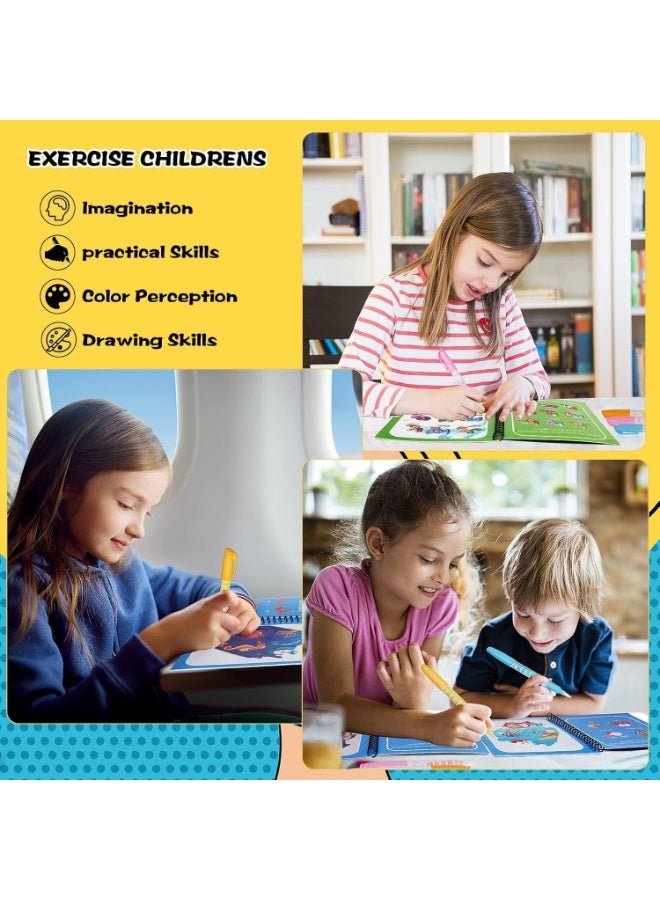 ARGT 6 Pack Reusable Magic Water Coloring Books with Water Pens – Mess-Free Painting & Travel Activity Toys for Toddlers and Kids - Image 4