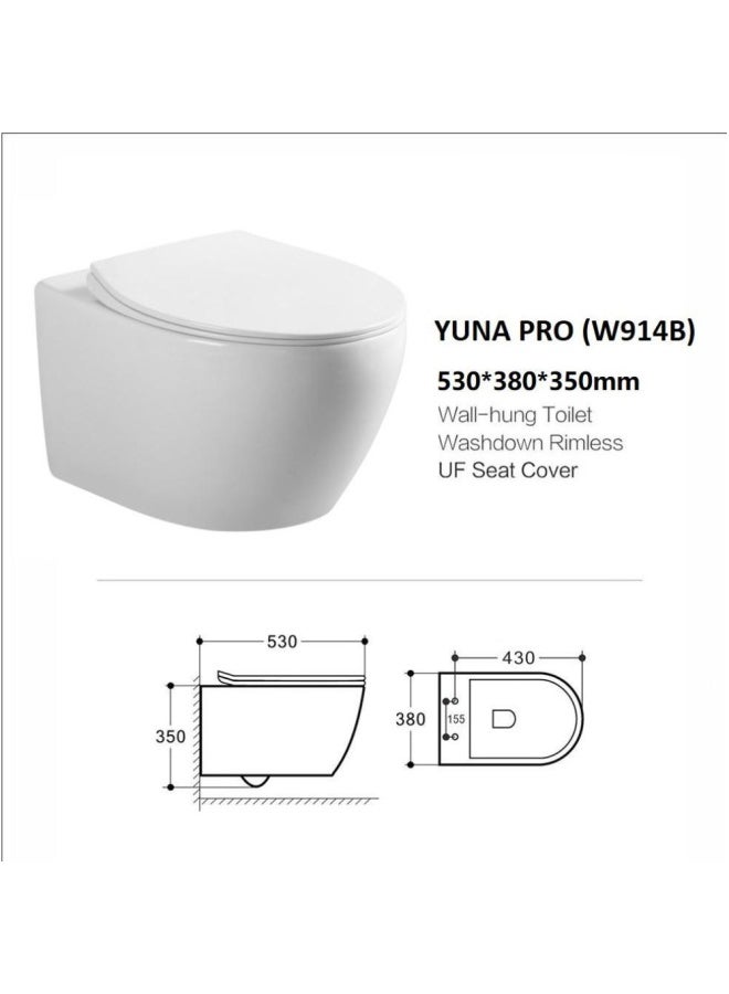 DANUBE HOME مرحاض ميلانو يونا برو معلق على الحائط W914B 530*380*350 أبيض - Image 1