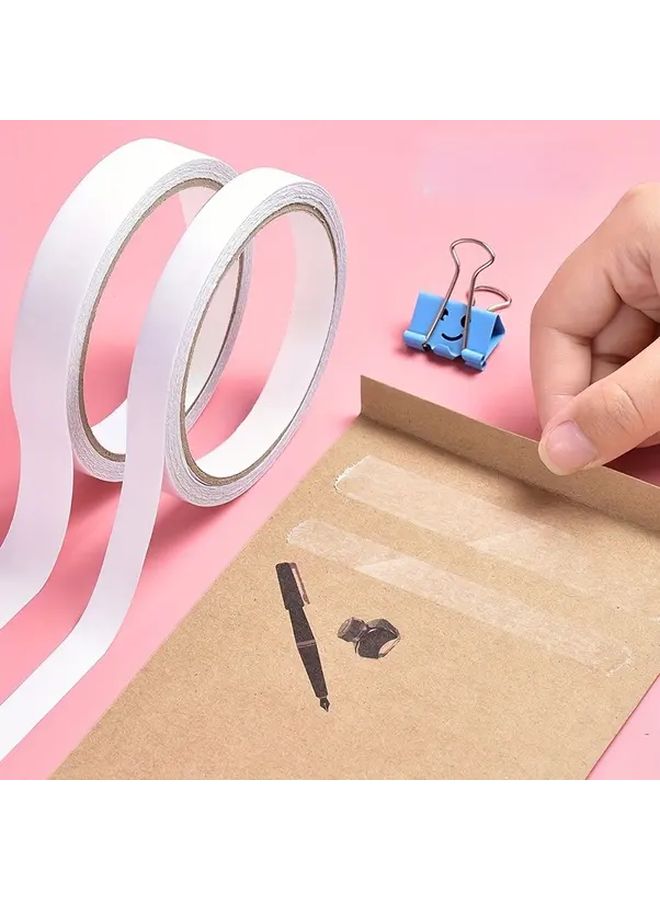 10 لفات شريط لاصق شفاف مزدوج الجوانب 0.5 سم قوي الالتصاق للمكتب والمدرسة وأعمال الحرف اليدوية DIY - Image 2