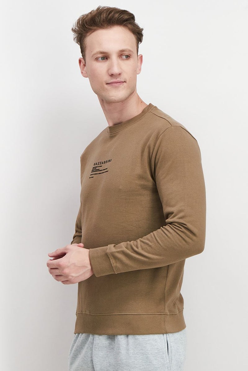 Gazzarrini Men Crew Neck Long Sleeve Graphic Print Sweatshirts, Brown - Image 3