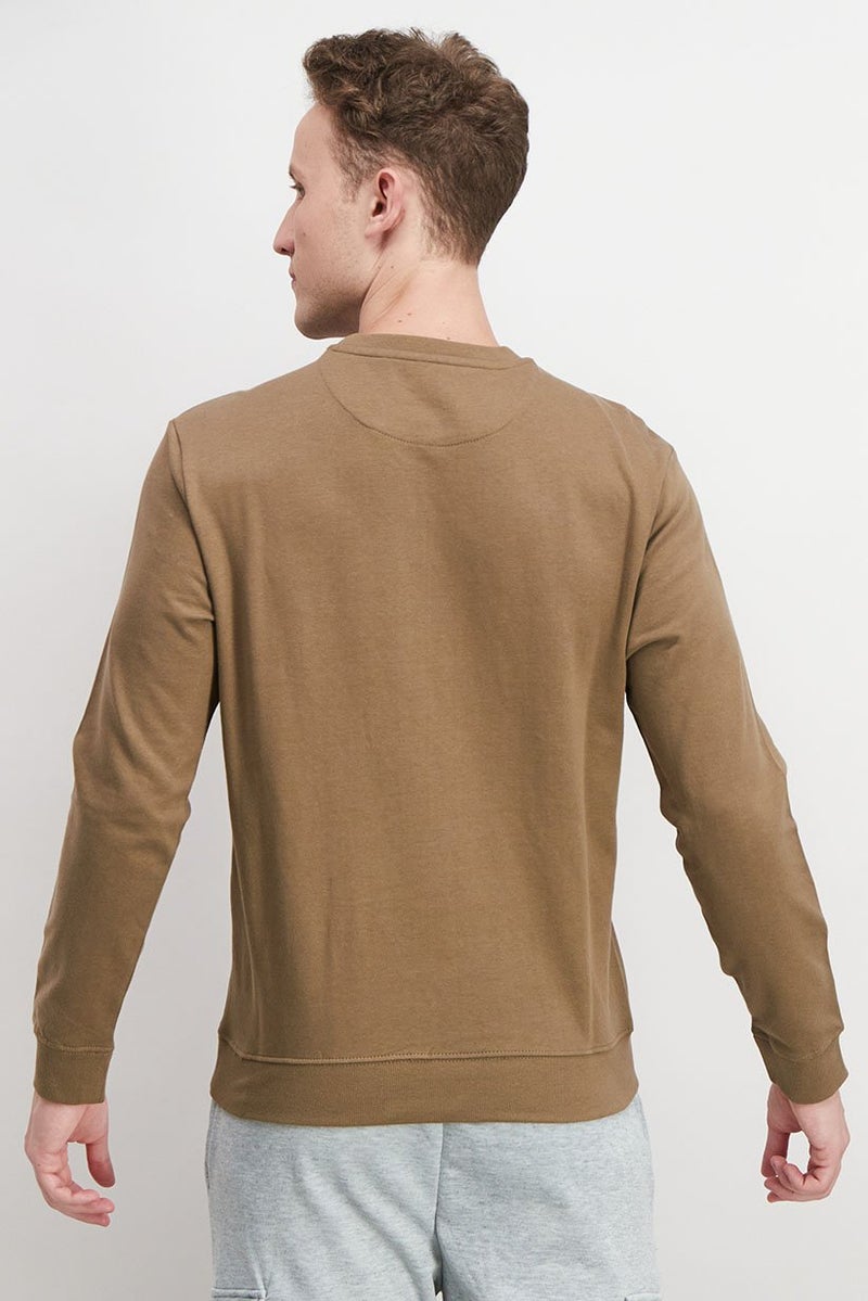 Gazzarrini Men Crew Neck Long Sleeve Graphic Print Sweatshirts, Brown - Image 2