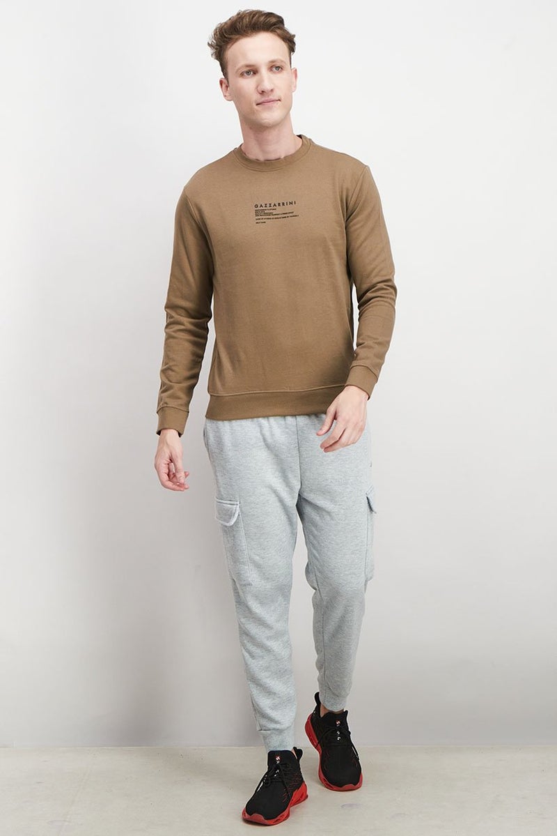 Gazzarrini Men Crew Neck Long Sleeve Graphic Print Sweatshirts, Brown - Image 2