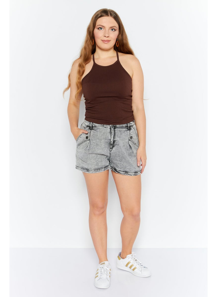 INC Denim - Women Washed Denim Short, Black - Image 1