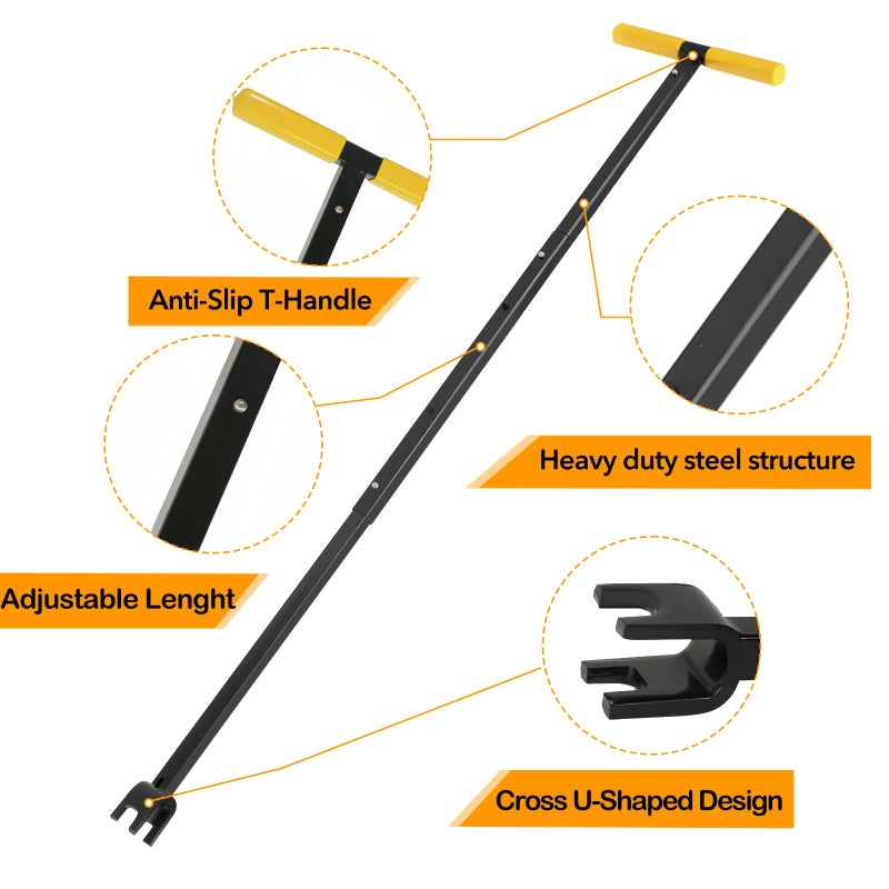 TIBOO DAY 37.2 Inch Water Meter Key Adjustable Water Shut off Tool Water Meter Key Shut off Tool 17-37.2" Length with 4 Way Multi-Functional Cross Key for Meter Valve (Yellow 37.2 Inch) - Image 4