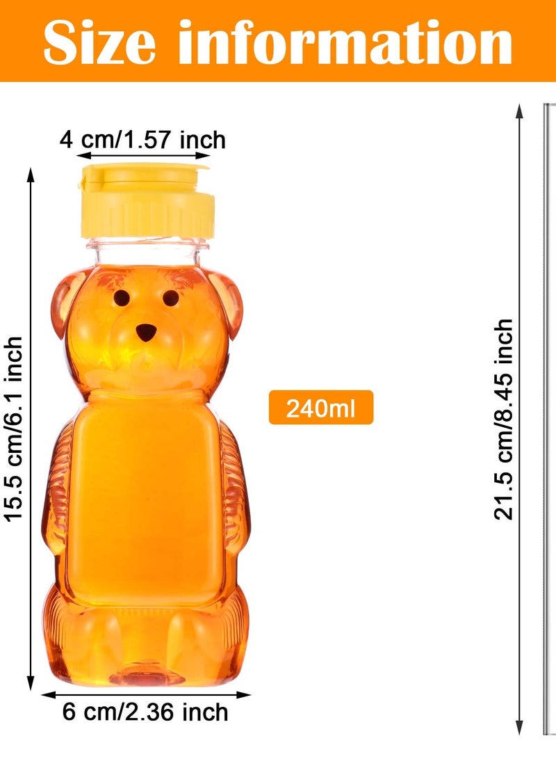 4 Pieces Juice Bear Bottles, Honey Bear Drinking Bottles,Plastic Reusable Drinking Cups,Includes 4 Soft Silicone Straws,Daily Drinking Supplies (Yellow) - Image 2