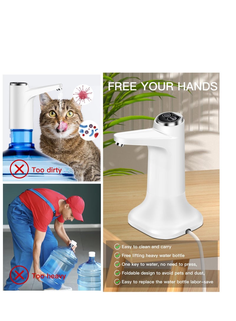 KASTWAVE Portable Water Dispenser, 2 in 1 Drinking Water Pump with Base, Universal Pump for 5 Gallon Water Jugs Bottles, Suitable for Home Office Outdoor (Silver White) - Image 5