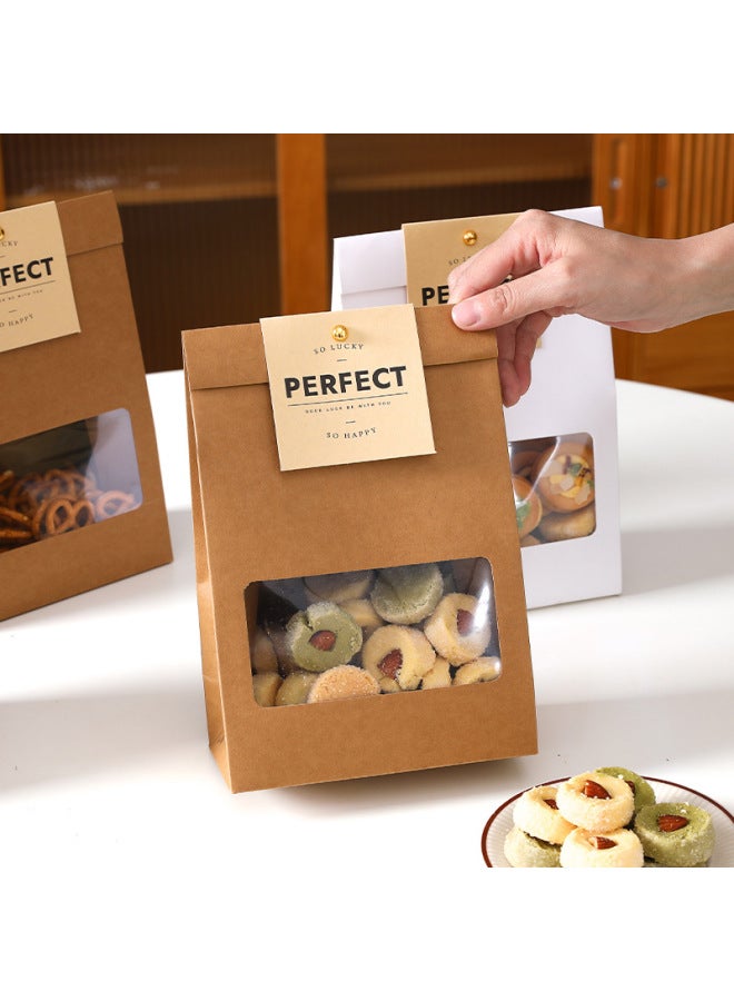 Kraft Paper Packaging Bag Biscuits Snowflake Crisp Glutinous Rice Boat Cookies Candy Nougat Toffee Food Box Baking-Specifications:Red Flower Box + Portable Rope + Nails-Color:10 Sets - Image 3