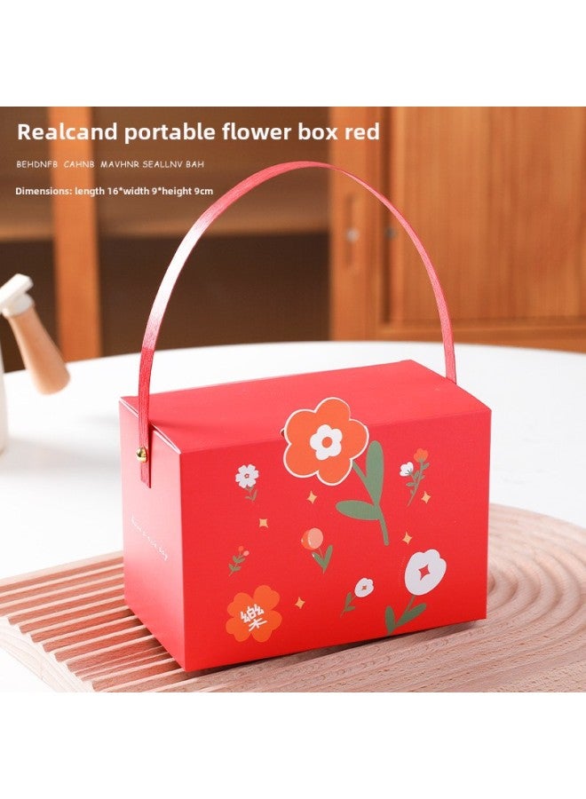 Kraft Paper Packaging Bag Biscuits Snowflake Crisp Glutinous Rice Boat Cookies Candy Nougat Toffee Food Box Baking-Specifications:Red Flower Box + Portable Rope + Nails-Color:10 Sets - Image 1
