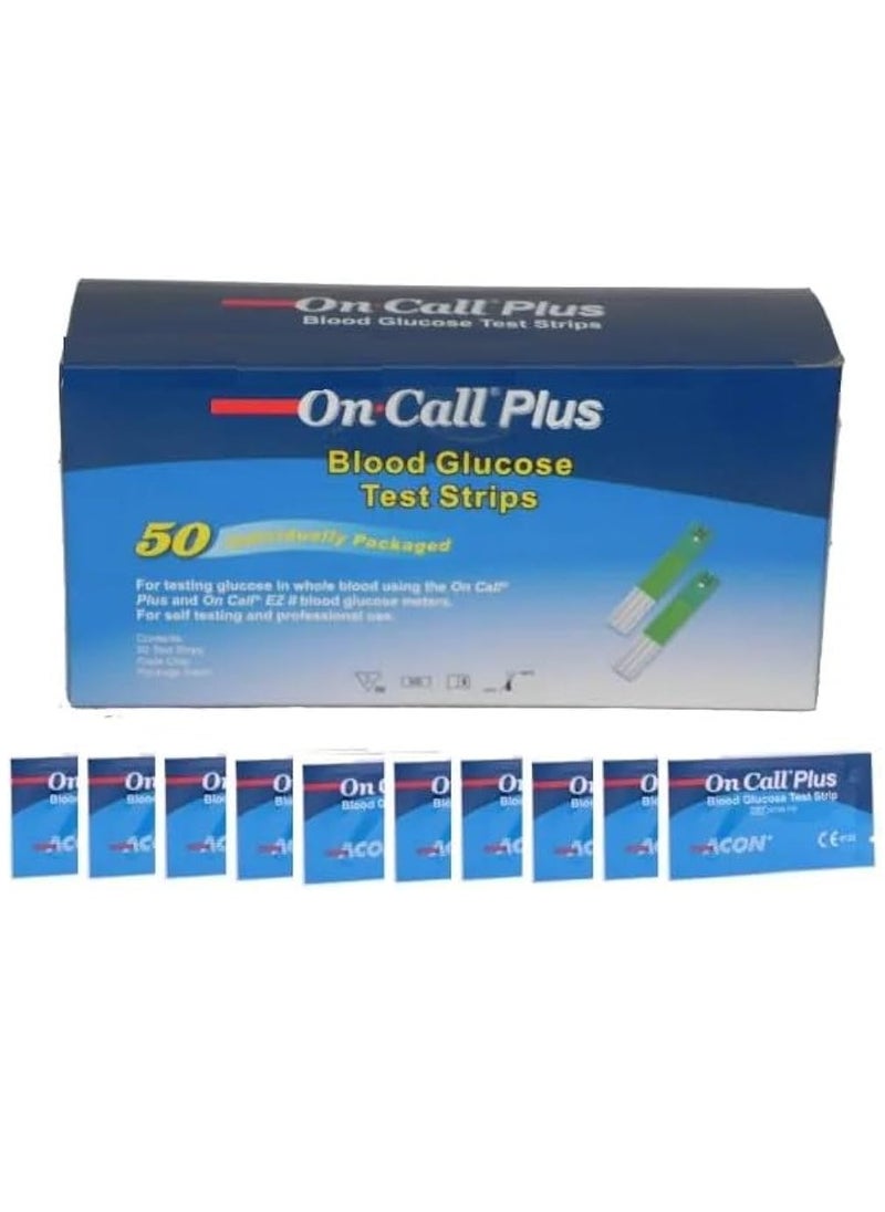 On call plus - On call plus 50-Piece Blood Glucose Test Strips New Packing Accurate Results Easy Application Precision Testing for Diabetes Compatible with Meters for Home Self-Monitoring (Single strip packing) - Image 1