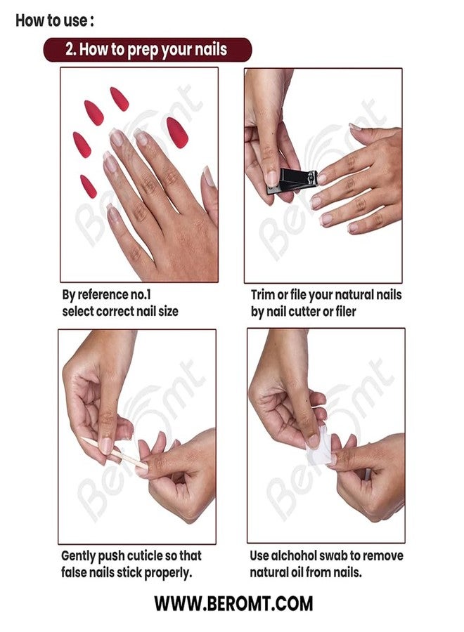 Beromt false nails beromt single chain charm false nail 12 pcs french false nail glossy full cover artificial fingernails medium round fake nail with glue tab for women and girl stellito - BFNC05SC - Image 4