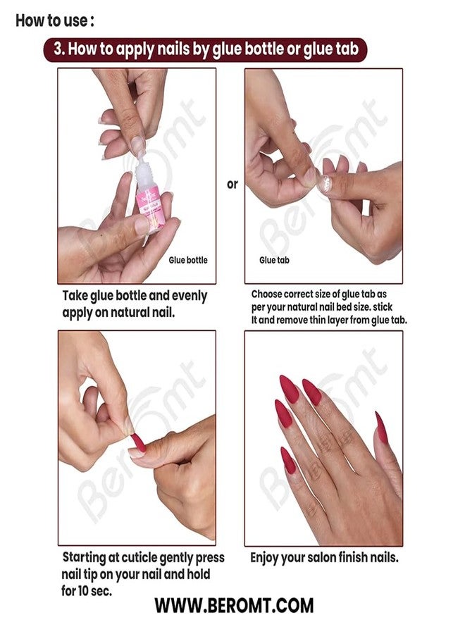 Beromt false nails beromt single chain charm false nail 12 pcs french false nail glossy full cover artificial fingernails medium round fake nail with glue tab for women and girl stellito - BFNC05SC - Image 5