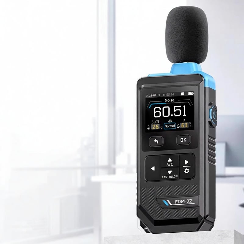 FNIRSI FDM-02 digital noise meter 2.0 inch TFT color screen 4-digit display 30dB-130dB A/C weighted decibel meter with temperature and humidity measurement, data retention, curve recording function - Image 4