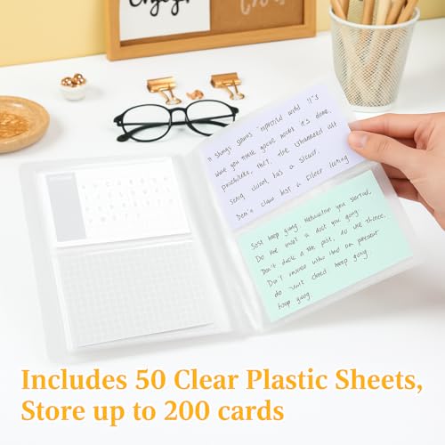 Jactales 3x5 Index Card Holder Organizer - Clear Card Binder for Flash Card, Note Card Storage, 50 Sheets Plastic Sleeves Indexcard Booklet Folder, Stores Up to 200 Cards - Image 4