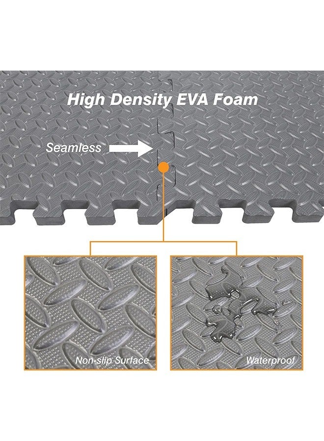 EVA Puzzle Exercise Mats, 1.2cm Thickness Foam Flooring Tiles, Floor Padding with Border, Foam Interlocking Tiles for Gyms, Flooring, Workout, Gym Equipments (Grey) - Image 5