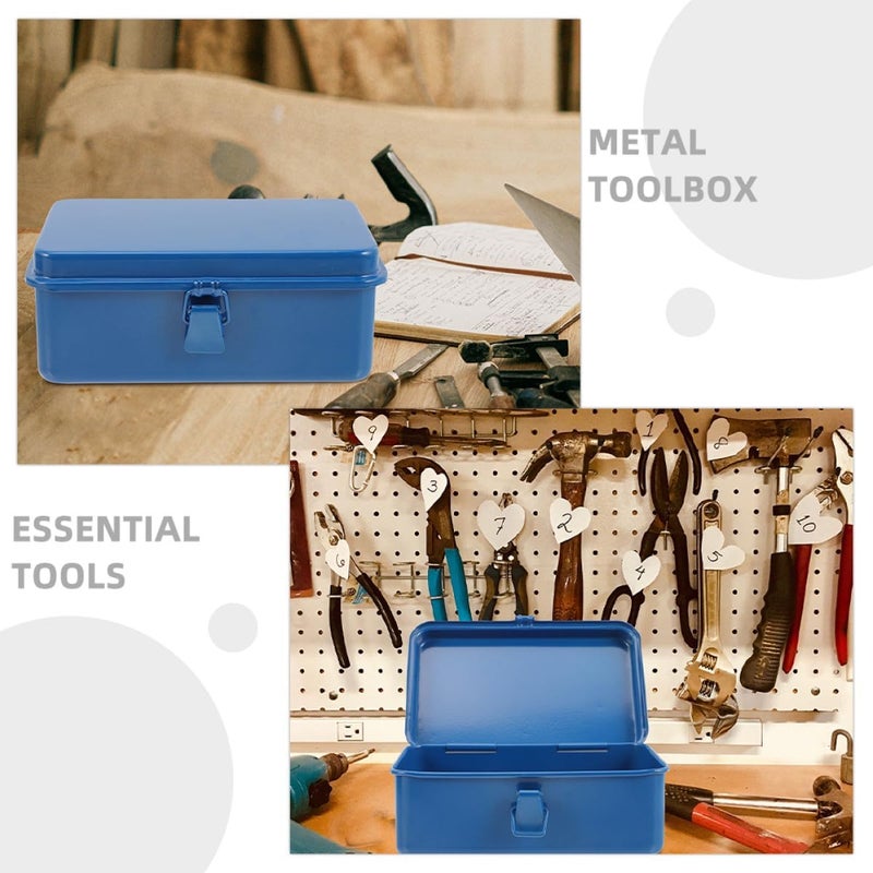 Garneck Portable Metal Tool Boxes with Latching Handles, Small Household Tool Box Organizer, Stackable Mechanical Equipment Storage Case for Car and Garage Use - Image 3