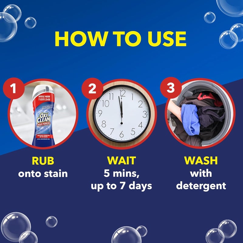 أوكسي كلين عصا جل مزيل البقع القوية من OxiClean Max Force، معالجة مسبقة لبقع الملابس، 6.2 أونصة سائلة (183 مل)، يوضع مباشرة على البقع في الملابس البيضاء والملونة القابلة للغسل، عالج الآن واغسل بعد 7 أيام - Image 5