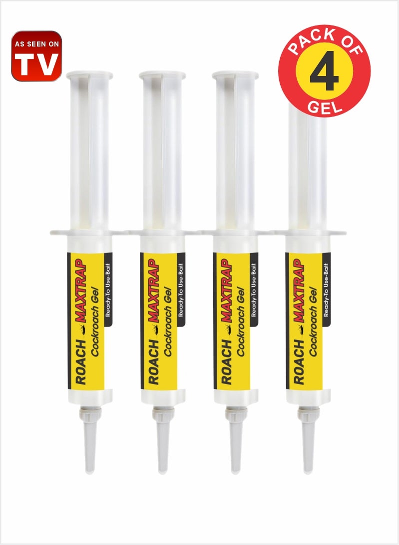 AS SEEN ON TV Roach Maxtrap Gel 10g - Professional Cockroach Elimination Solution Pack Of 4