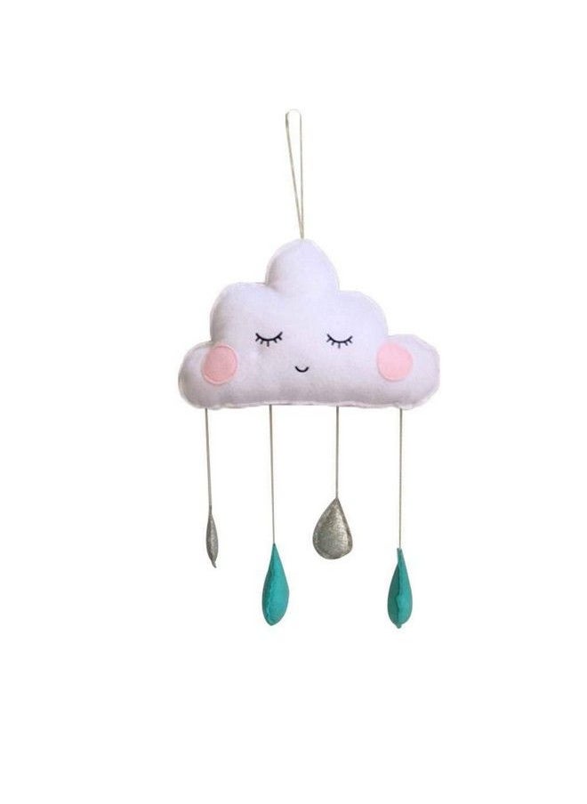 Baby Bucket - Lovely Hanging Cloud Water Drop Felt Wall Hanging Decor For Baby Shower Kids Bedroom Baby Nursery Room Tent[White & Silver] - Image 1