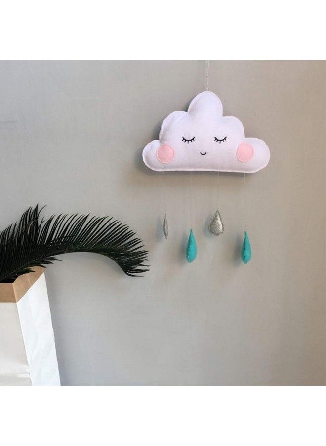 Baby Bucket - Lovely Hanging Cloud Water Drop Felt Wall Hanging Decor For Baby Shower Kids Bedroom Baby Nursery Room Tent[White & Silver] - Image 1