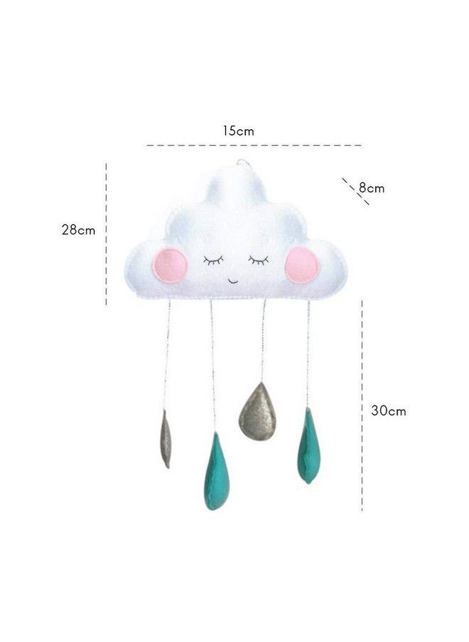 Baby Bucket - Lovely Hanging Cloud Water Drop Felt Wall Hanging Decor For Baby Shower Kids Bedroom Baby Nursery Room Tent[White & Silver] - Image 1