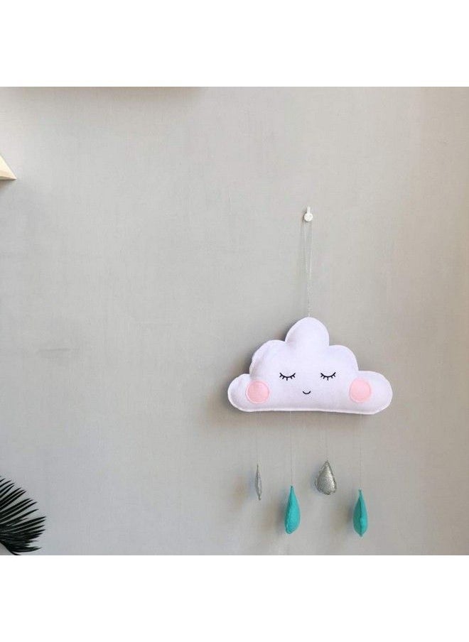 Baby Bucket - Lovely Hanging Cloud Water Drop Felt Wall Hanging Decor For Baby Shower Kids Bedroom Baby Nursery Room Tent[White & Silver] - Image 1