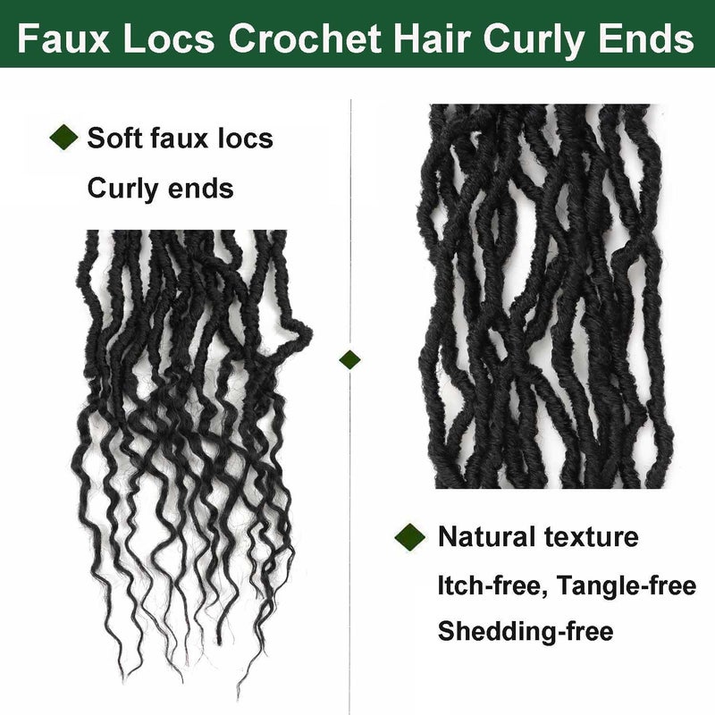 Mytarku 8 Packs 24 Inch Soft Locs With Curly Ends Faux Locs Crochet Hair Boho Braids Crochet Locs Hair for Women Crochet Dreads (24inch 8Pack 1B) - Image 3