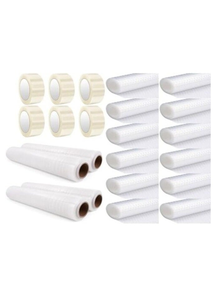 AtrauX Atraux Packaging Kit - Bubble Wrap, BOPP Clear Tape And Stretch Film For Bulk Shipping, Mailing & Moving (Pack Of 12)  - Image 1