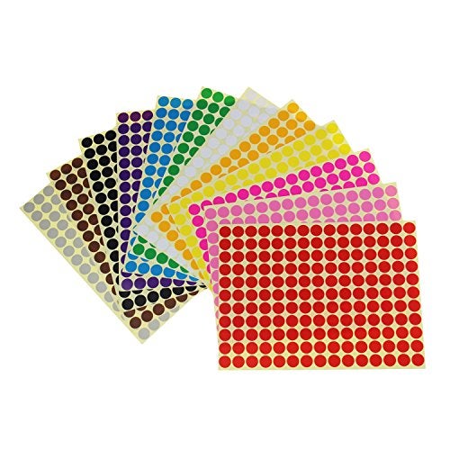 LJY 3/8" Round Dot Stickers Color Coding Labels, 12 Different Assorted Colors, 36 Sheets, 5940 Dots in Total - Image 2