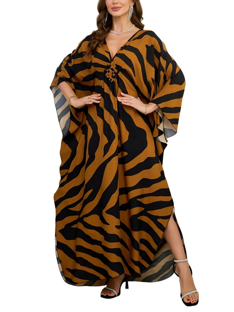 KEYLORTING Womenâ€™s Kaftan Beach Cover Up Dress Plus Size Summer Swimsuit Loungewear Maxi Dress - Image 1