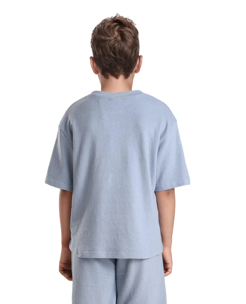 Rare Ones Rare Ones Kids Perg-T Dusky Blue Cotton Short Sleeve Crew Neck Print T-Shirt