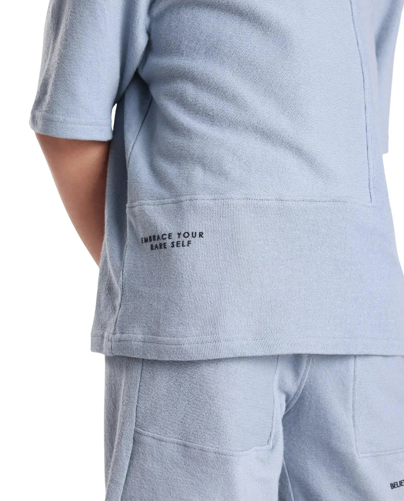 Rare Ones Rare Ones Kids Perg-T Dusky Blue Cotton Short Sleeve Crew Neck Print T-Shirt