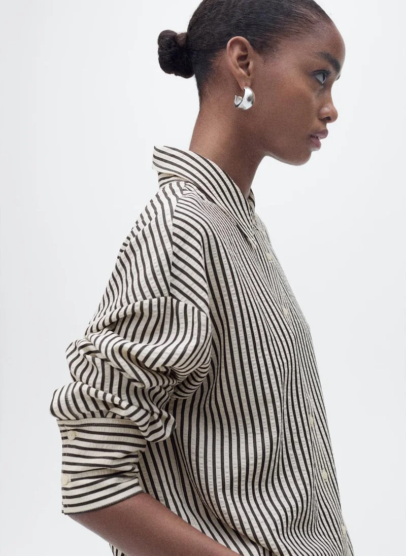 MANGO Striped Textured Shirt