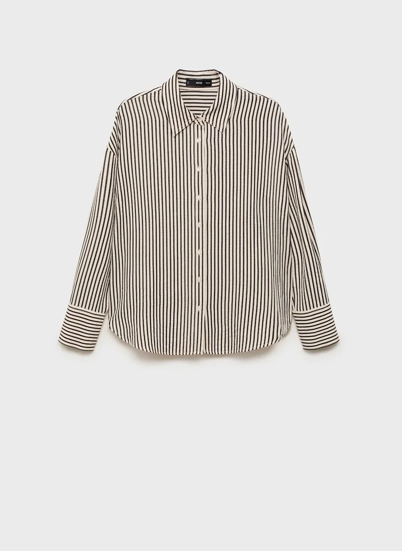 MANGO Striped Textured Shirt