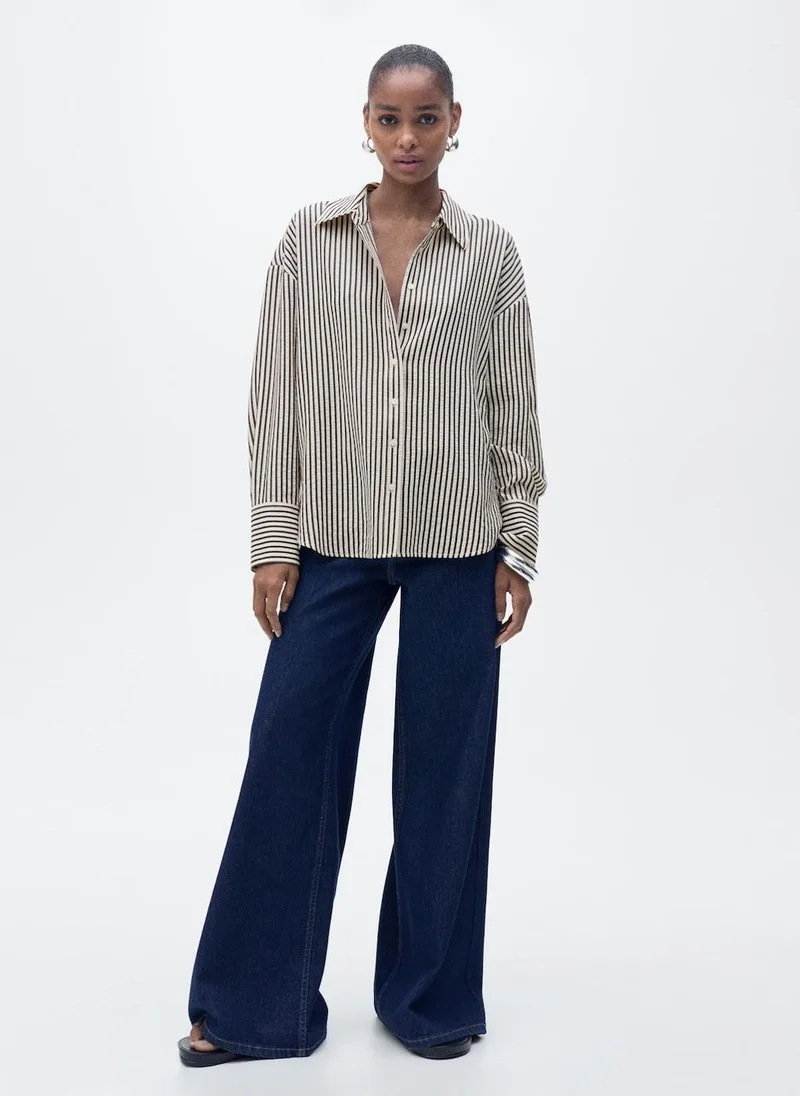 MANGO Striped Textured Shirt
