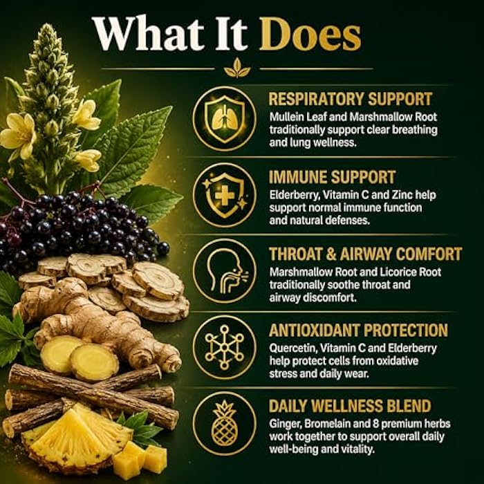 Puretrex Mullein Gummies, 8-in-1 Natural Herbal Blend, Pineapple Flavor, 60 Count, Respiratory Support Supplement with Elderberry, Vitamin C, Ginger Root - Image 3