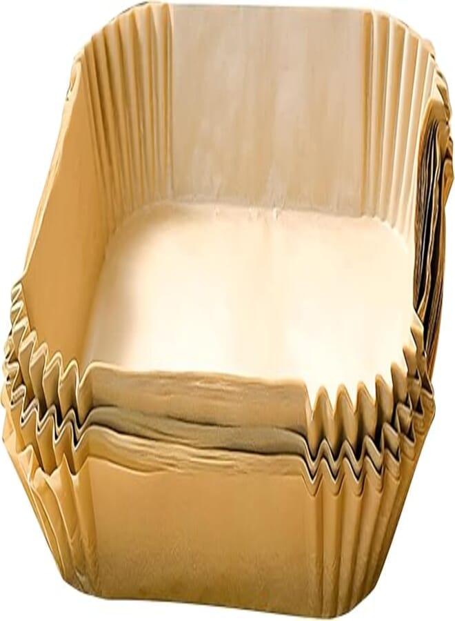 Spaceshoop Air Fryer Paper Liners, 100 Pack Square Air Fryer Disposable Paper Liners, Oil-proof, Water-proof, Food Grade, Parchment Paper for Air Fryer