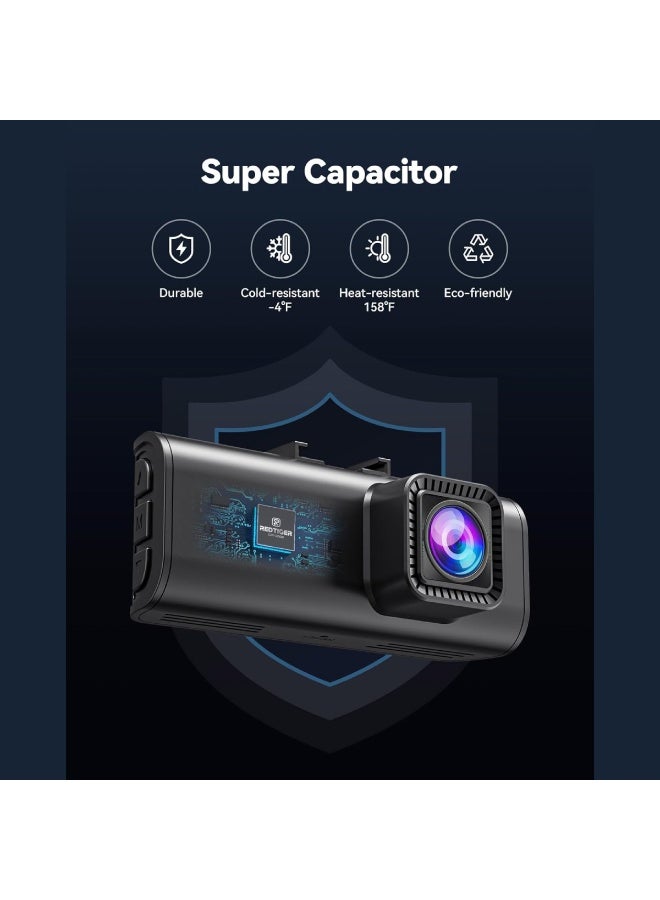REDTIGER Front Rear Camera, 4K/2.5K Full HD Dash Camera For Cars, Included 32GB Card, Built-in Wi-Fi GPS, 3.18” IPS Screen, Night Vision, 170°Wide Angle, WDR, 24H Parking F7NP Car Dash Cam 2 Channel Car Camera - Image 2
