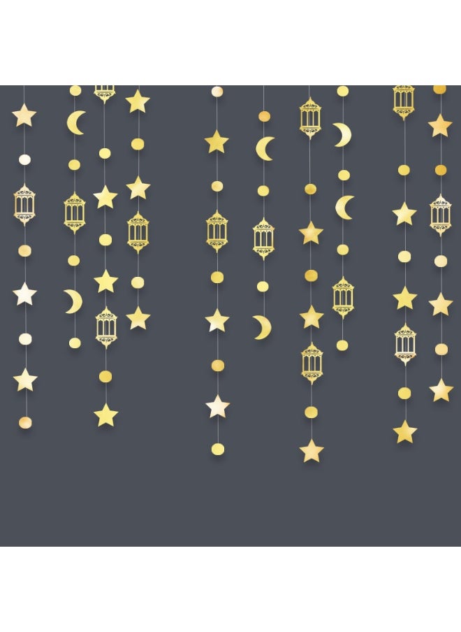 لارافيل 5 عبوات - فوانيس رمضان على شكل نجمة وقمر وزينة رمضان وزينة معلقة على الحائط في المنزل وديكور رمضان وخلفية لافتة للمسلمين وحفلات الأعياد ومستلزمات أعياد الميلاد  - Image 1