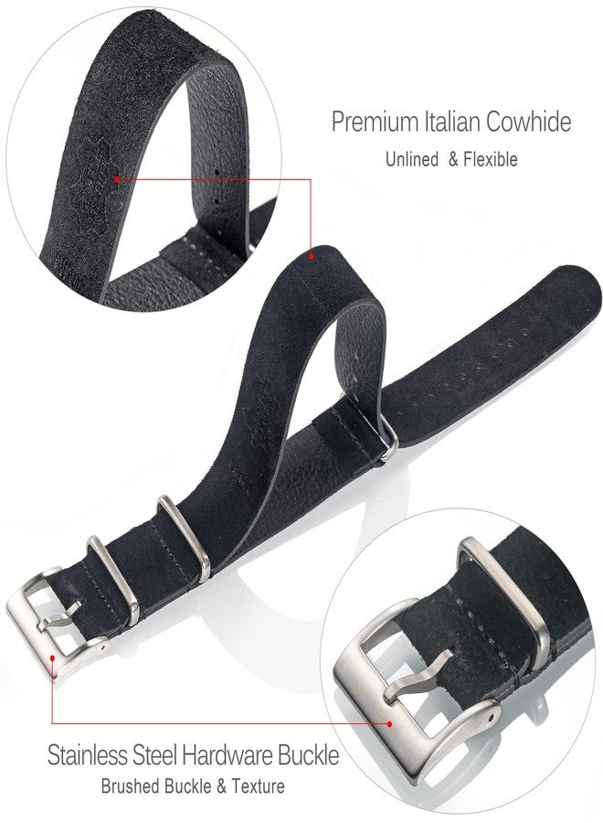 torbollo Suede Leather Watch Band, Style One-Piece Military Watch Strap Vintage Tone 18mm Replacement Wrap for Men Women Black - Image 4
